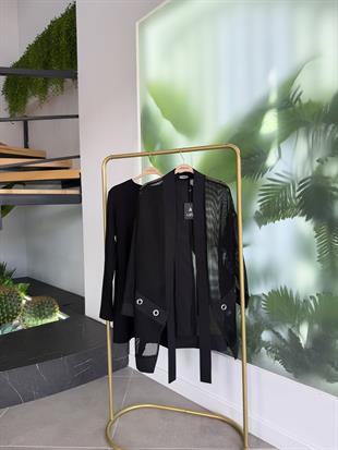 Armine Trend Fileli Ve Kuşgözü Detaylı İkili Takım 26YT670 Siyah