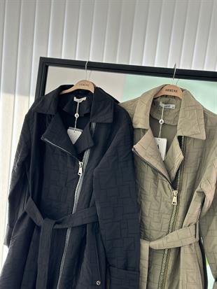 Armine Trend Gold Fermuarlı Kapitone Kap 25YT811 Siyah