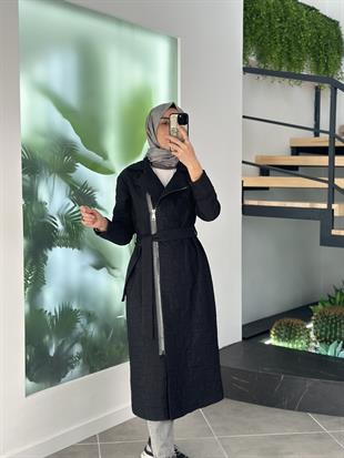 Armine Trend Gold Fermuarlı Kapitone Kap 25YT811 Siyah