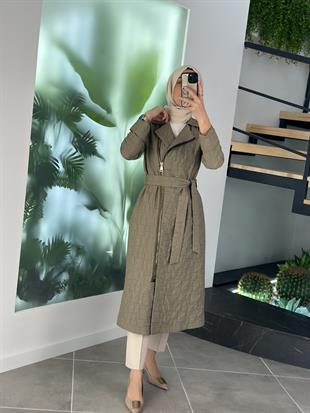 Armine Trend Gold Fermuarlı Kapitone Kap 25YT811 Haki