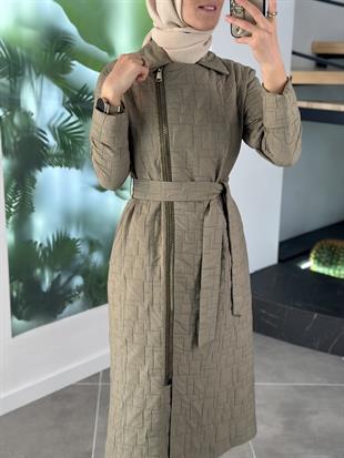 Armine Trend Gold Fermuarlı Kapitone Kap 25YT811 Haki