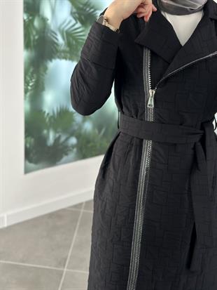 Armine Trend Gold Fermuarlı Kapitone Kap 25YT811 Siyah