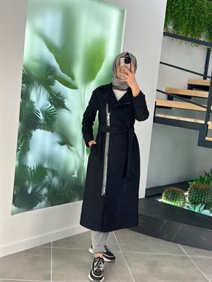 Armine Trend Gold Fermuarlı Kapitone Kap 25YT811 Siyah