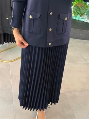 Armine Trend Gold Metal Düğmeli Triko Hırka 25YTD4120 Lacivert