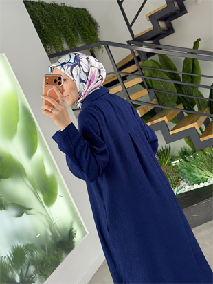 Armine Trend Kabartma Desenli Gizli Düğmeli Giyçık 26YT402 Lacivert