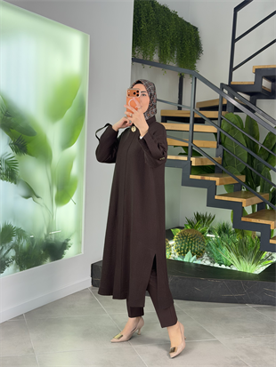 Armine Trend Kabartma Desenli Gizli Düğmeli Giyçık 26YT402 Kahverengi