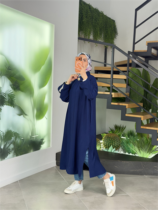 Armine Trend Kabartma Desenli Gizli Düğmeli Giyçık 26YT402 Lacivert