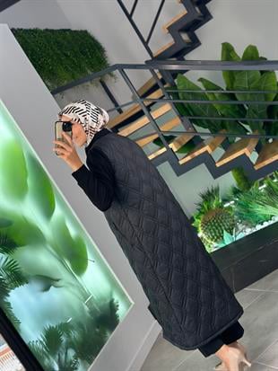 Armine Trend Kolları Örme Krep Kapitone Kap 25YT553 Siyah