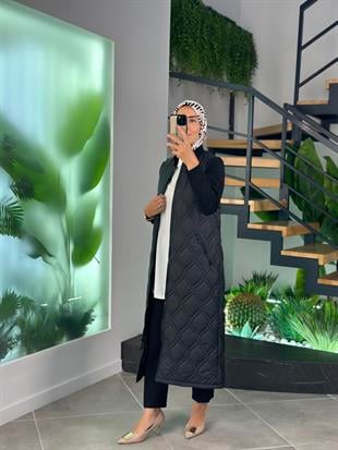 Armine Trend Kolları Örme Krep Kapitone Kap 25YT553 Siyah