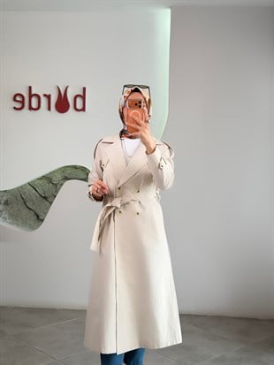 Armine Trend Kruvaze Yaka Astarsız Trençkot 26YT707 Taş