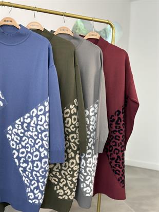 Armine Trend Leopar Desenli Tunik 25YTD4109 İndigo