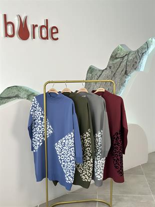 Armine Trend Leopar Desenli Tunik 25YTD4109 İndigo