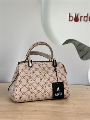 Armine Trend Logolu El Ve Omuz Çantası ARM113-3 Bej
