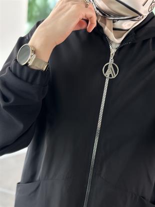 Armine Trend Paraşüt Kumaş Garnili Kap 25YT520 Siyah  