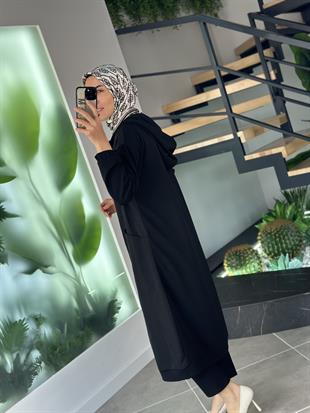 Armine Trend Paraşüt Kumaş Garnili Kap 25YT520 Siyah  