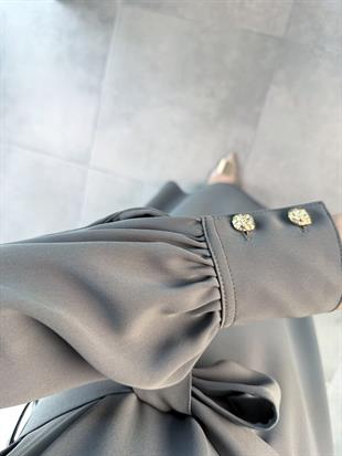 Armine Trend Seyyar Kemerli Krep Elbise 26YT904 Haki