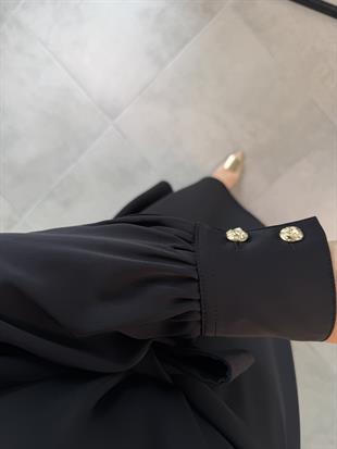 Armine Trend Seyyar Kemerli Krep Elbise 26YT904 Siyah