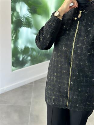 Armine Trend Simli Tüvit Ceketli Takım 25KT612 Siyah