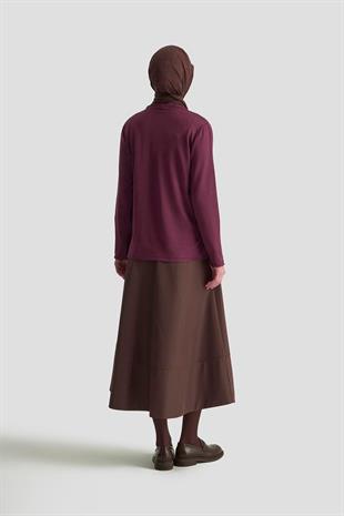 Armine Trend Taşlı Triko Bluz 25KT4126 Mürdüm