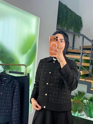 Armine Trend Tüvit Ceketli  Etekli Takım 25KT651 Siyah