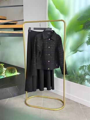 Armine Trend Tüvit Ceketli  Etekli Takım 25KT651 Siyah