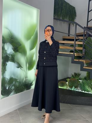 Armine Trend Tüvit Ceketli  Etekli Takım 25KT651 Lacivert