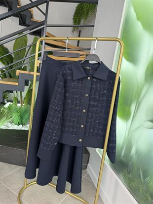 Armine Trend Tüvit Ceketli  Etekli Takım 25KT651 Lacivert