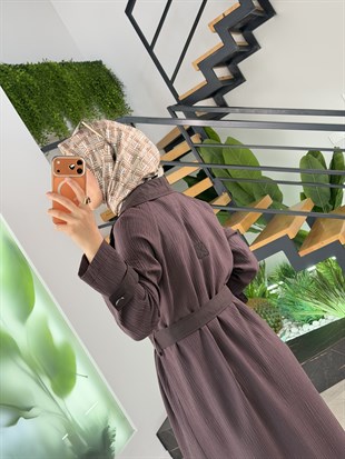 Armine Trend Yaka Büzgü Detaylı Giyçık Kap 26YT513 Kahverengi