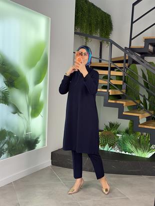 Armine Trend Yarım Fermuarlı Tunik 25KT456 Lacivert
