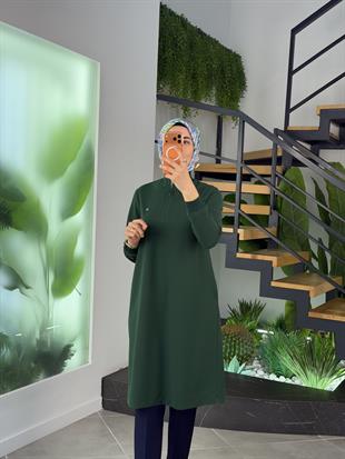 Armine Trend Yarım Fermuarlı Tunik 25KT456 Zümrüt