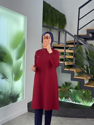 Armine Trend Yarım Fermuarlı Tunik 25KT456 Bordo