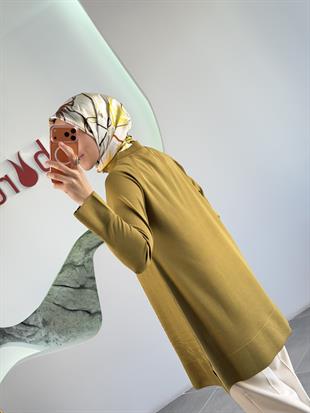 Armine Trend Zebra Desen Merserize Tunik 25YTD4114 Yağ Yeşili