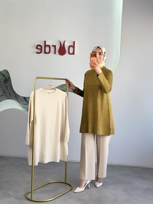 Armine Trend Zebra Desen Merserize Tunik 25YTD4114 Taş