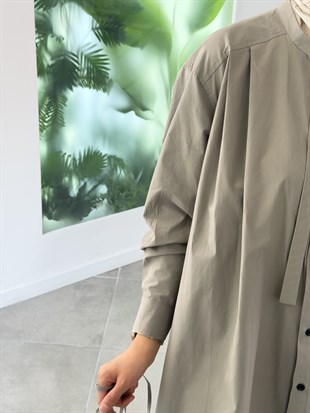 Gri Renk Aura Bağlamalı Tunik Giyçık