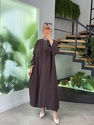 Avenna Soft Touch Elbise& Kimono Premium Takım 26YA628 Kahverengi