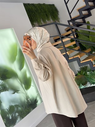 Bej Renk Gofre Kumaş Gömlek