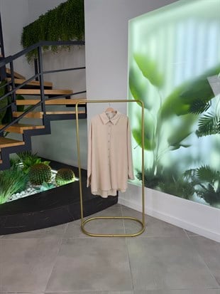 Bej Renk Gofre Kumaş Gömlek