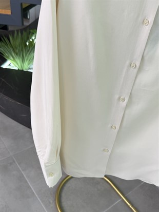 Bej Renk Lyocell  Kumaş Basıc Gömlek