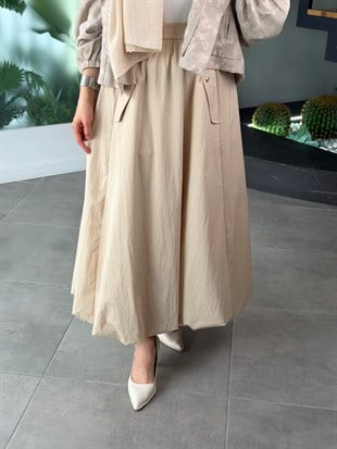 Bej Renk Premium Paraşüt Kumaş Balon Etek