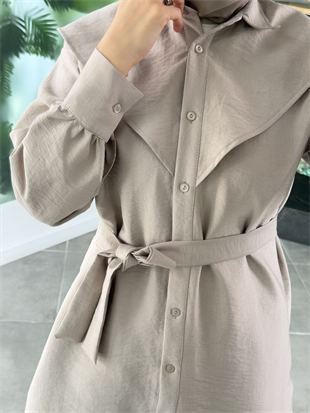 Bej Renk Seyyar Kemerli PantolonluTakım