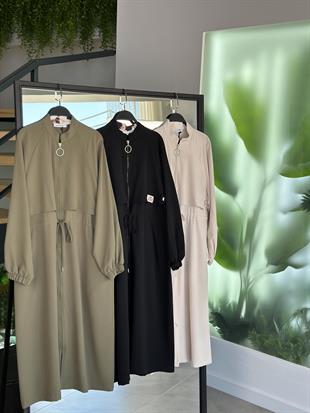 Beli Büzgülü Apoletli Siyah Renk Kadın Giyçık