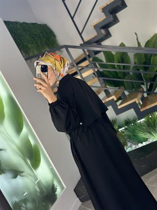 Beli Büzgülü Apoletli Siyah Renk Kadın Giyçık