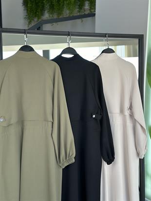 Beli Büzgülü Apoletli Siyah Renk Kadın Giyçık