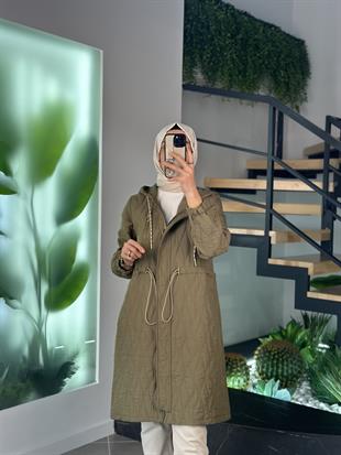 Beli Büzgülü Yeşil Renk Kadın Kapitone Kap