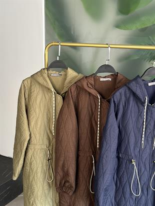 Beli Büzgülü Yeşil Renk Kadın Kapitone Kap