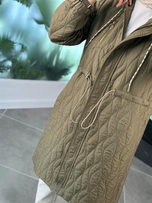 Beli Büzgülü Yeşil Renk Kadın Kapitone Kap