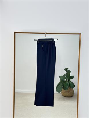 Beli Lastikli Lacivert Renk Bol Paça Pantolon