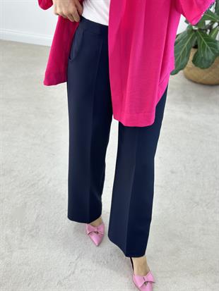 Beli Lastikli Lacivert Renk Bol Paça Pantolon