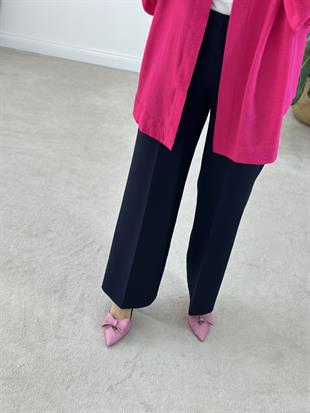 Beli Lastikli Lacivert Renk Bol Paça Pantolon