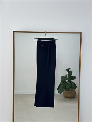 Beli Lastikli Siyah Renk Bol Paça Pantolon